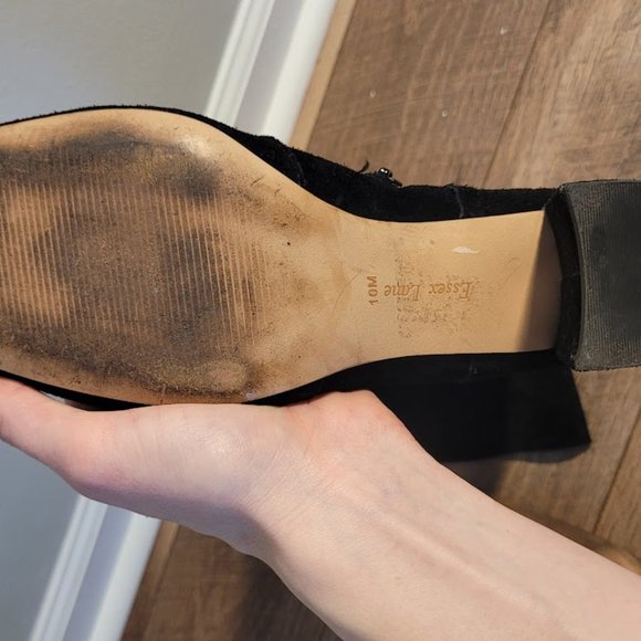 Knee high, black leather and suede, sexy heeled boots, size 10, lightly used - Picture 3 of 6